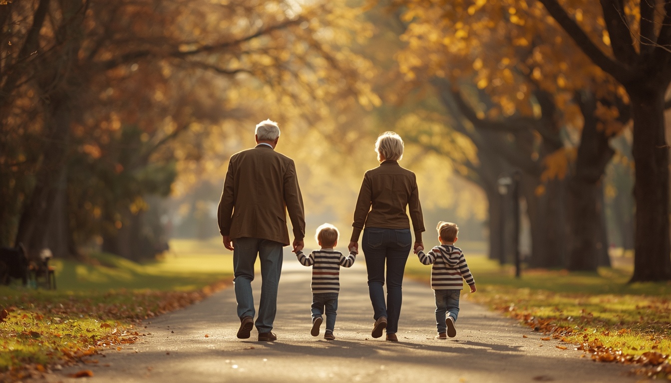 Famiglia che passeggia nel parco